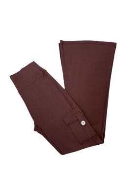 Yeoreo Cargo Flare Leggings Brown High Waisted Scrunch Butt Yoga Pants Stretch